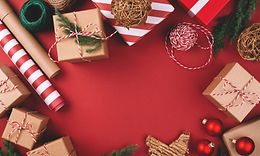 Christmas background with gifts and decorations
